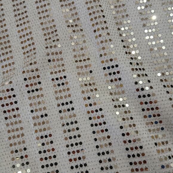 Clara Sun Woo 1/4 sleeve gold sequin tunic medium USA MADE handkerchief sides - Picture 4 of 10